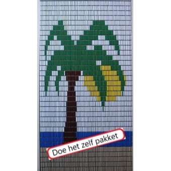 Vliegengordijn bouwpakket palmboom met strand 90x210cm